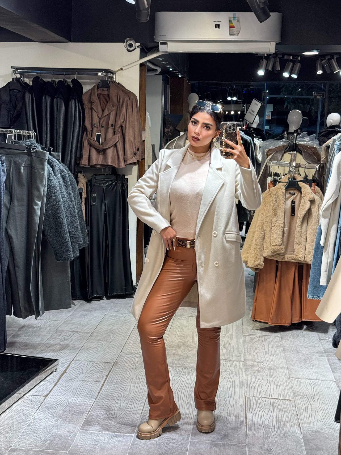 Beige double breasted coat