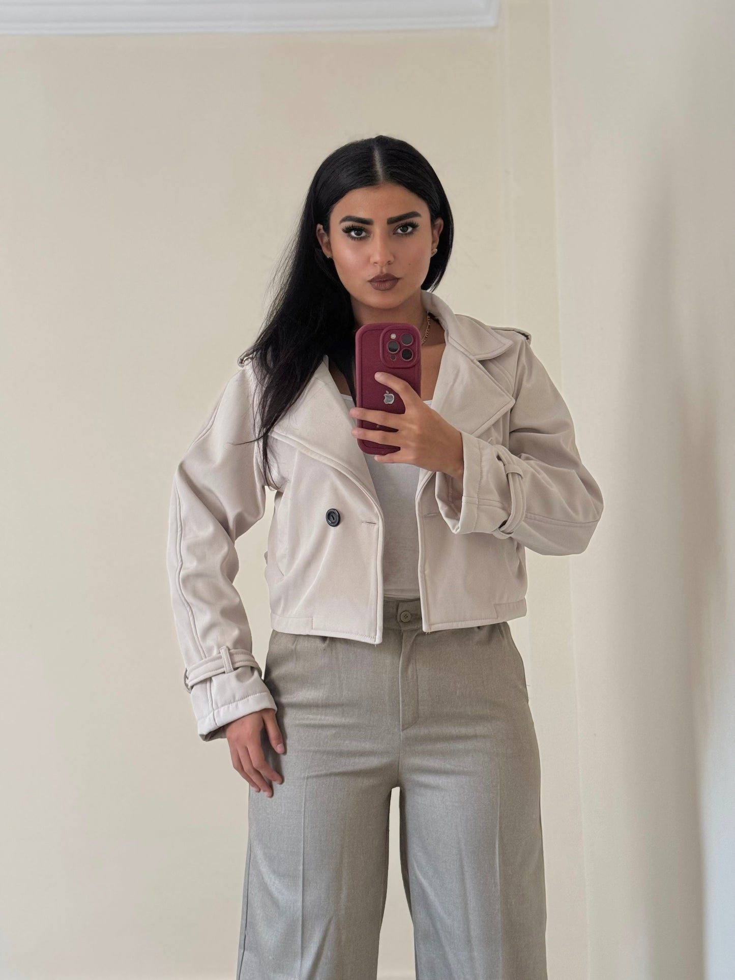 Beige cropped jacket