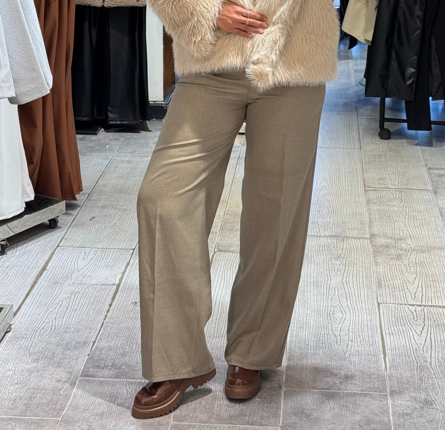 Beige full length pants