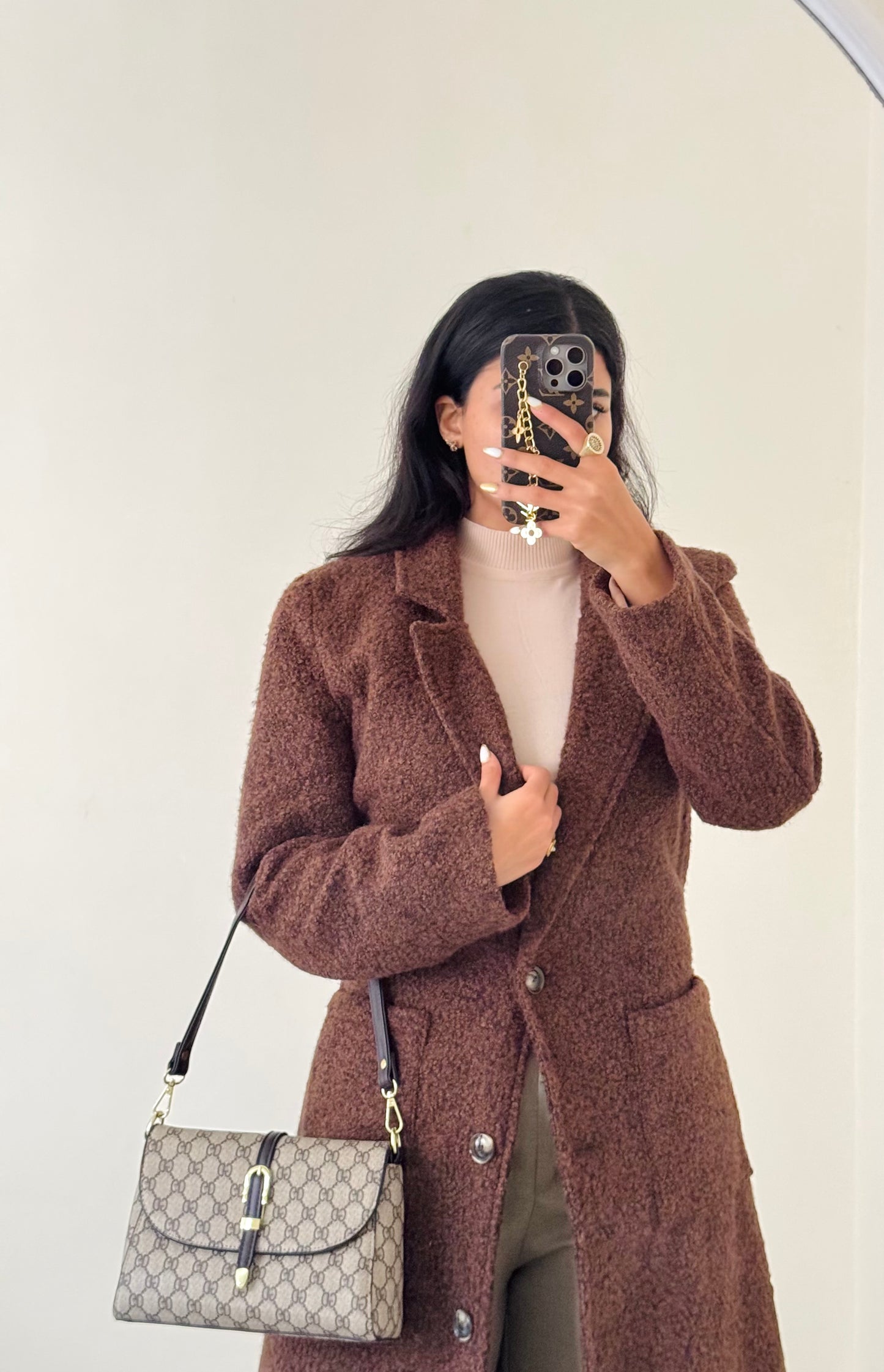 Brown Long fleece coat