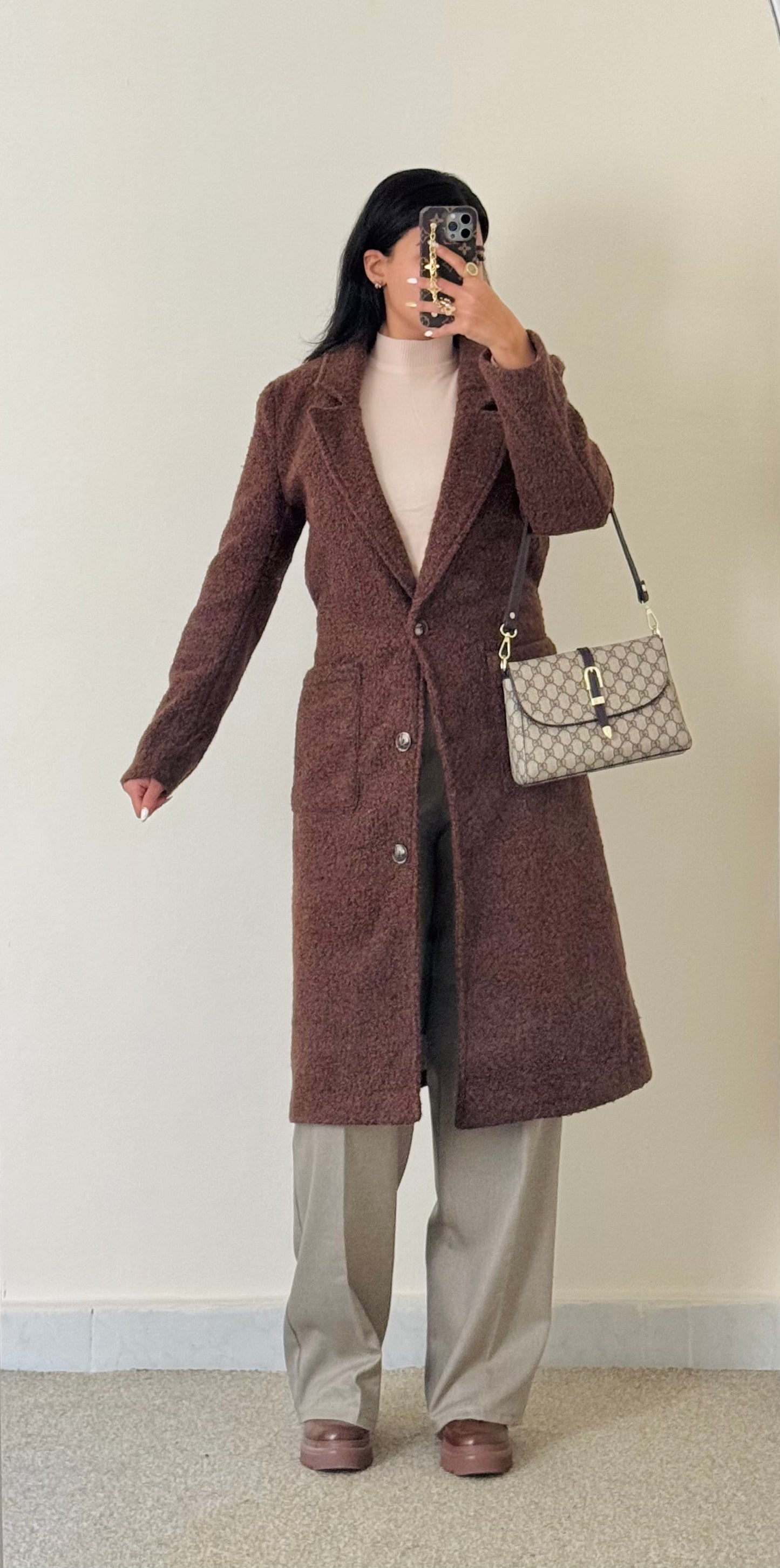 Brown Long fleece coat